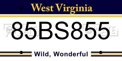 85BS855 West Virginia License Plate
