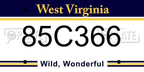 85C366 West Virginia License Plate