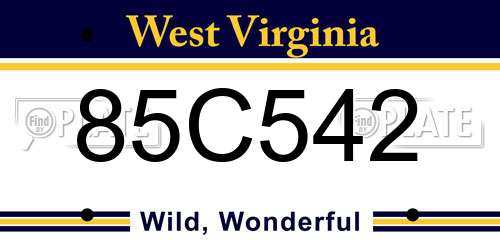 85C542 West Virginia License Plate