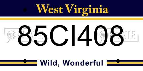 85CI408 West Virginia License Plate