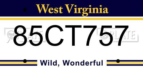 85CT757 West Virginia License Plate