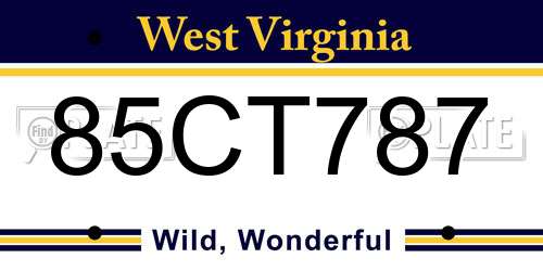 85CT787 West Virginia License Plate