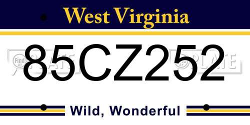 85CZ252 West Virginia License Plate