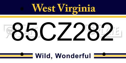 85CZ282 West Virginia License Plate
