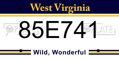 85E741 West Virginia License Plate