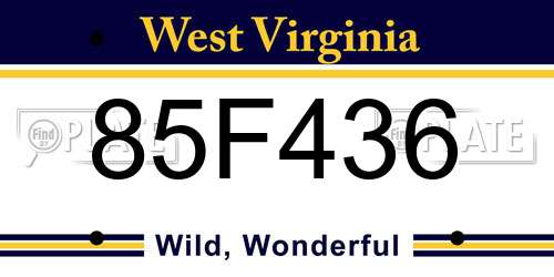 85F436 West Virginia License Plate