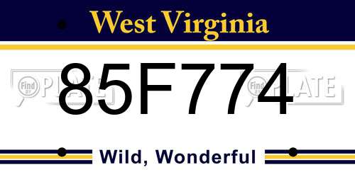 85F774 West Virginia License Plate