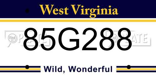 85G288 West Virginia License Plate