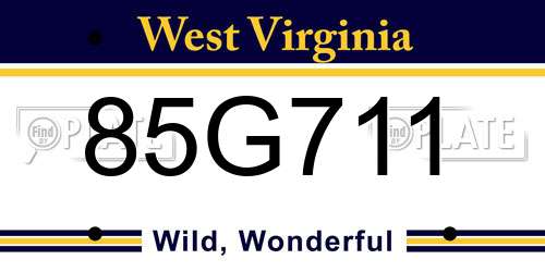 85G711 West Virginia License Plate