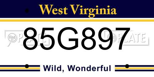 85G897 West Virginia License Plate