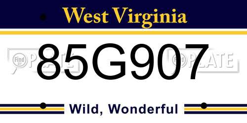 85G907 West Virginia License Plate