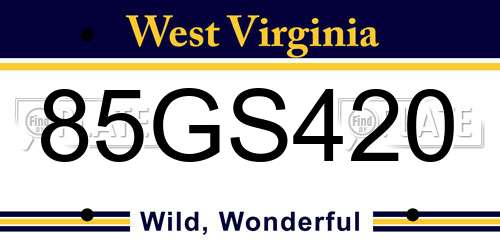 85GS420 West Virginia License Plate