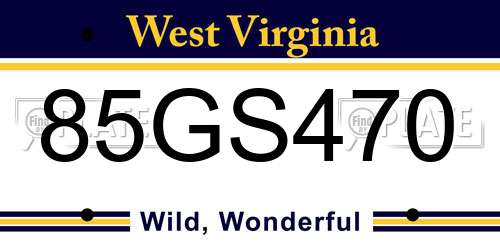 85GS470 West Virginia License Plate
