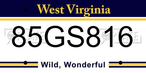 85GS816 West Virginia License Plate