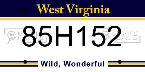 85H152 West Virginia License Plate
