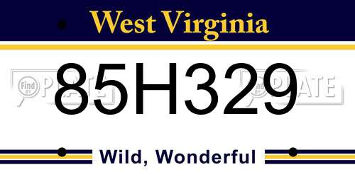 85H329 West Virginia License Plate