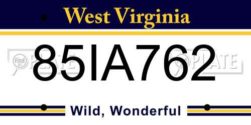 85IA762 West Virginia License Plate