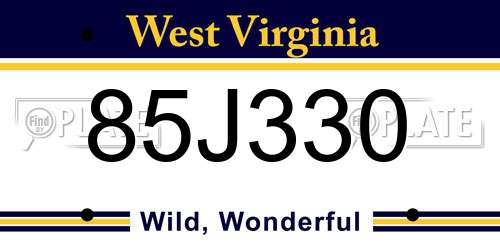 85J330 West Virginia License Plate
