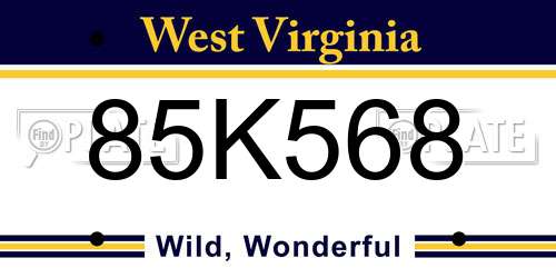 85K568 West Virginia License Plate