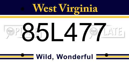 85L477 West Virginia License Plate