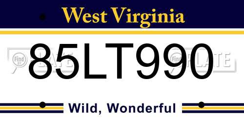 85LT990 West Virginia License Plate