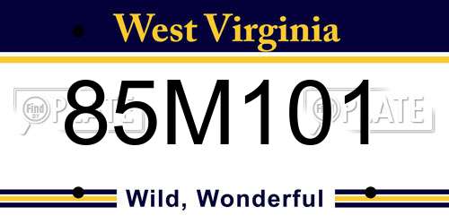 85M101 West Virginia License Plate