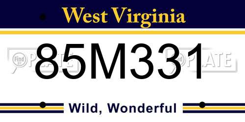 85M331 West Virginia License Plate