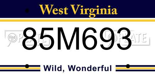 85M693 West Virginia License Plate