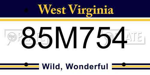 85M754 West Virginia License Plate