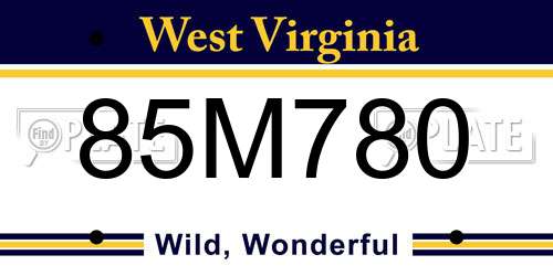 85M780 West Virginia License Plate
