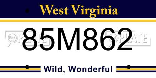 85M862 West Virginia License Plate