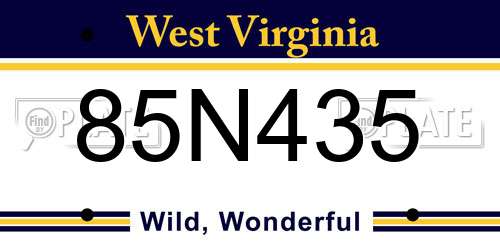 85N435 West Virginia License Plate