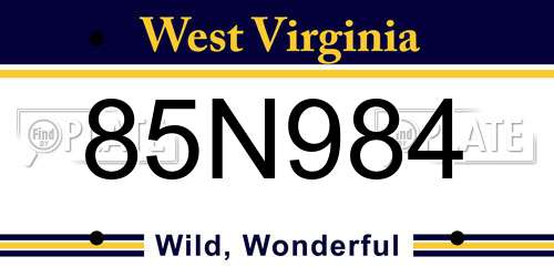 85N984 West Virginia License Plate