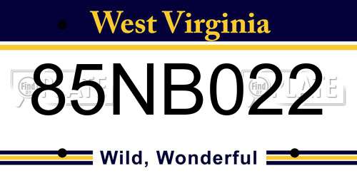 85NB022 West Virginia License Plate