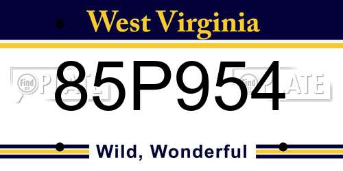 85P954 West Virginia License Plate