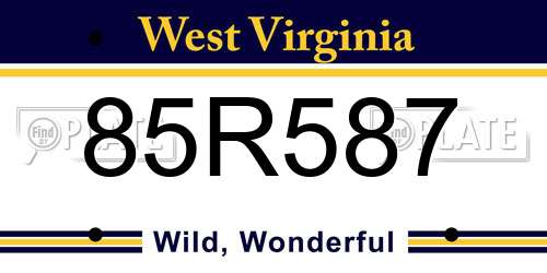 85R587 West Virginia License Plate
