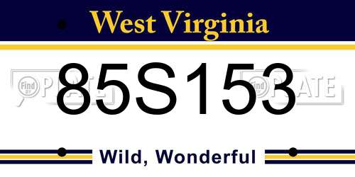 85S153 West Virginia License Plate