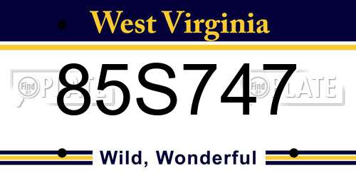 85S747 West Virginia License Plate