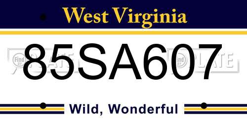 85SA607 West Virginia License Plate