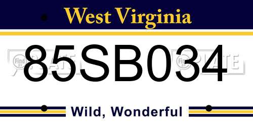 85SB034 West Virginia License Plate