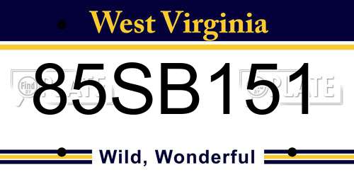85SB151 West Virginia License Plate