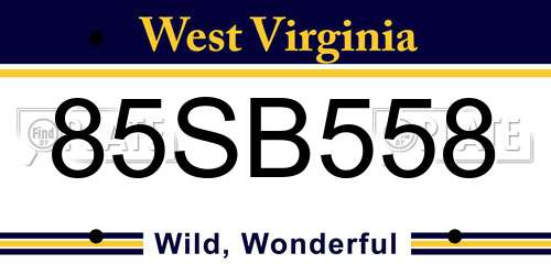 85SB558 West Virginia License Plate