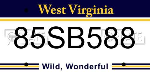 85SB588 West Virginia License Plate