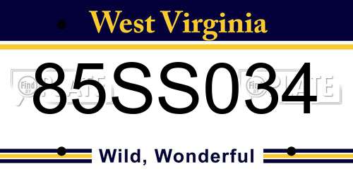 85SS034 West Virginia License Plate
