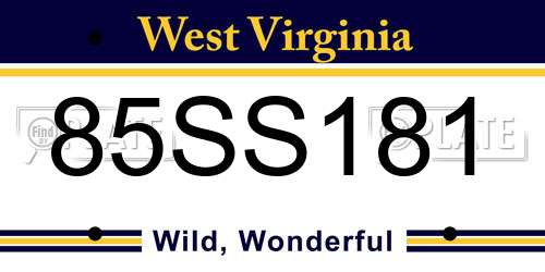 85SS181 West Virginia License Plate