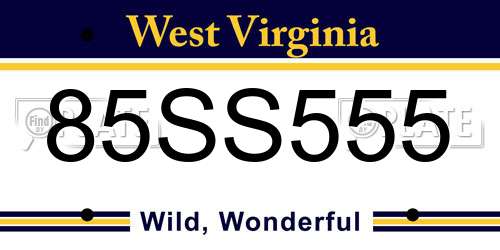85SS555 West Virginia License Plate