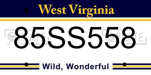 85SS558 West Virginia License Plate