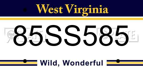85SS585 West Virginia License Plate