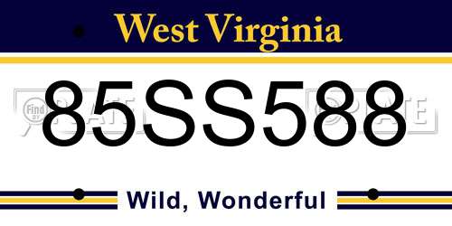 85SS588 West Virginia License Plate