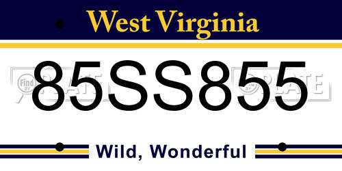 85SS855 West Virginia License Plate